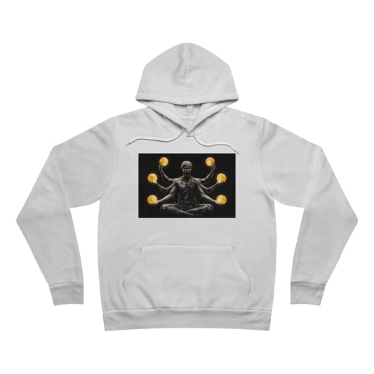 Meditating Multi-Arm Hoodie | Golden Orbs Spiritual Pullover