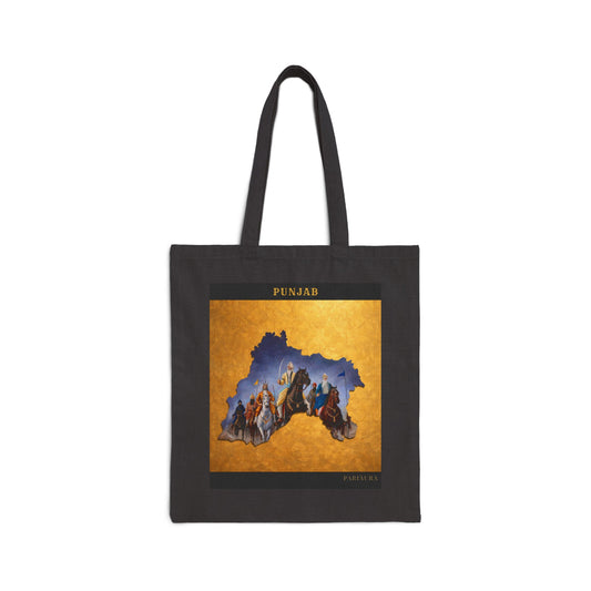 Punjab Map Tote Bag – Vintage Sikh Pilgrimage Illustration Cotton Canvas Tote