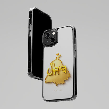 Gold 3D Punjab map design on a white back panel with clear, transparent sides.