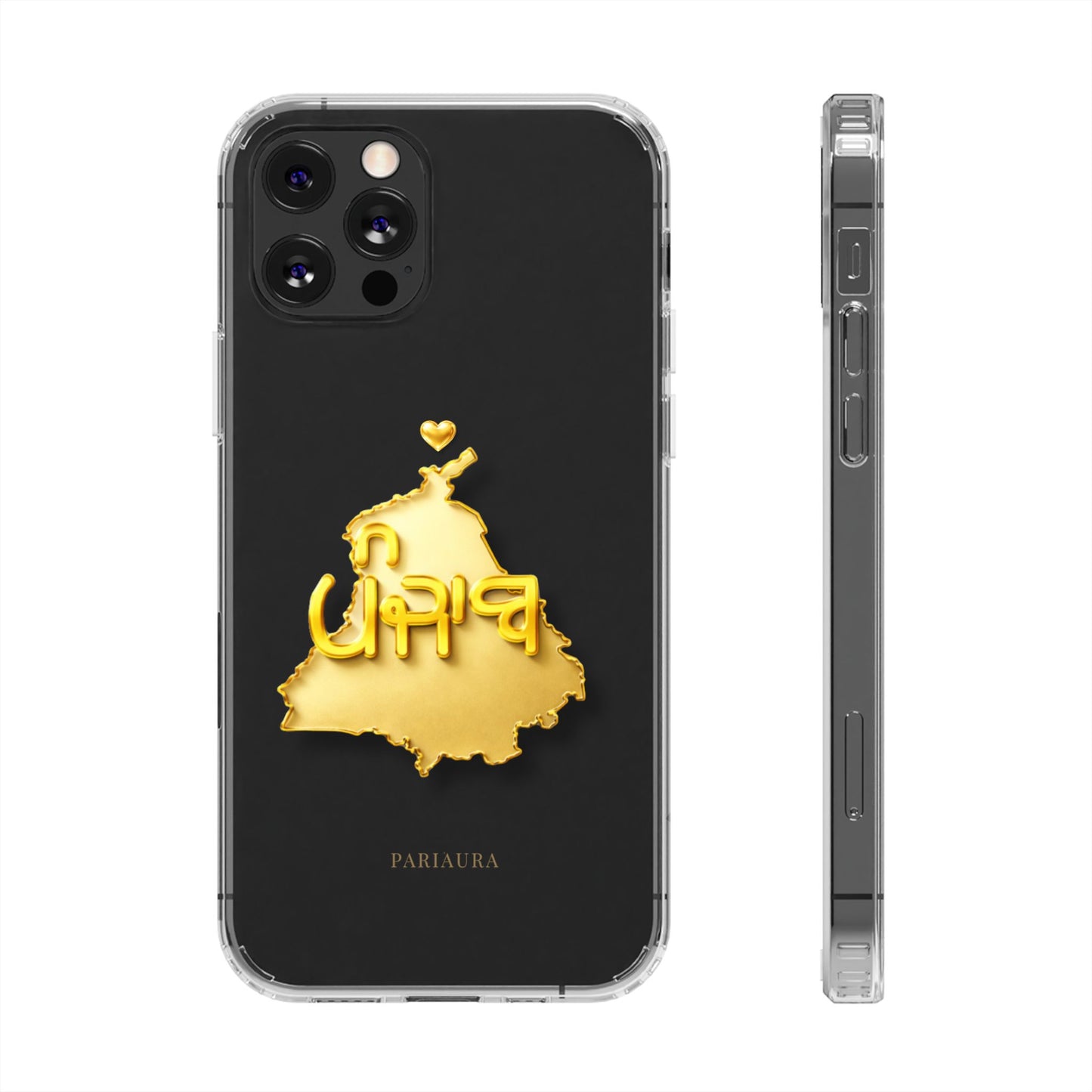 Gold 3D Punjab Map Clear iPhone Case