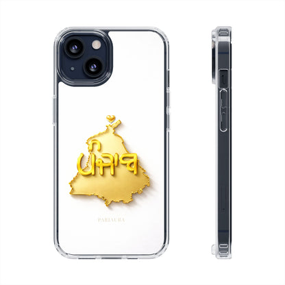 Gold 3D Punjab map design on a white back panel with clear, transparent sides.