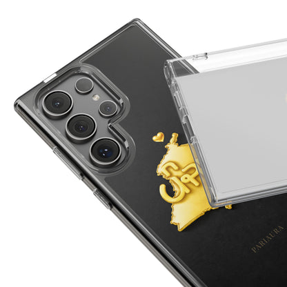 Gold 3D Punjab Map Black Samsung Case – Clear Sides