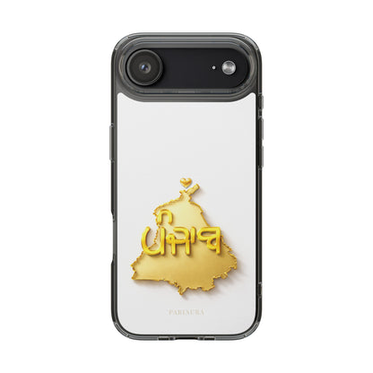 Gold 3D Punjab map design on a white back panel with clear, transparent sides.