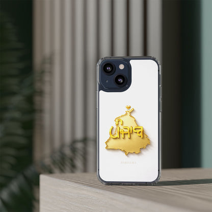 Gold 3D Punjab map design on a white back panel with clear, transparent sides.