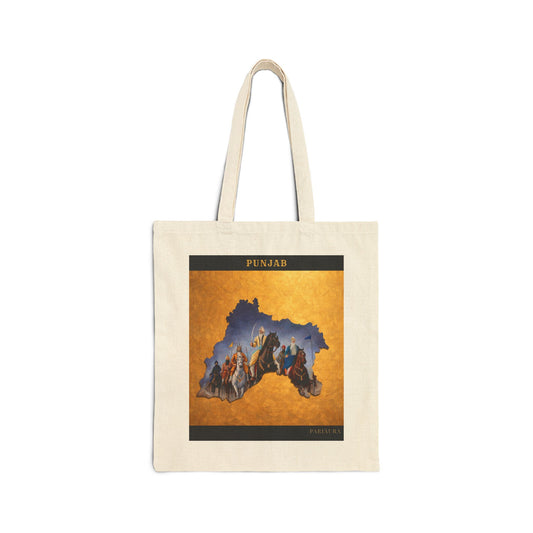 Punjab Map Tote Bag – Vintage Sikh Pilgrimage Illustration Cotton Canvas Tote