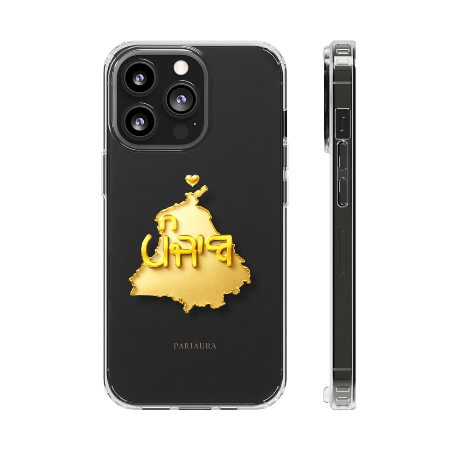 Gold 3D Punjab Map Clear iPhone Case