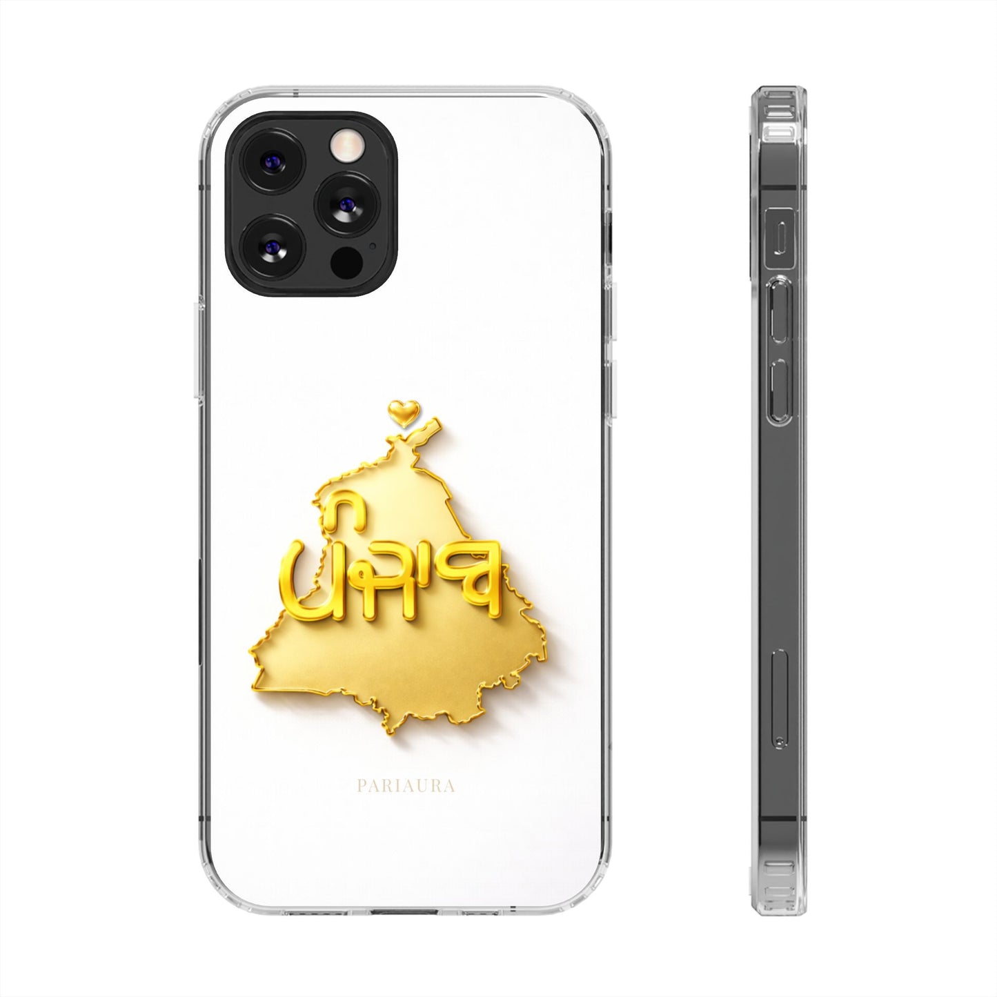 Gold 3D Punjab map design on a white back panel with clear, transparent sides.