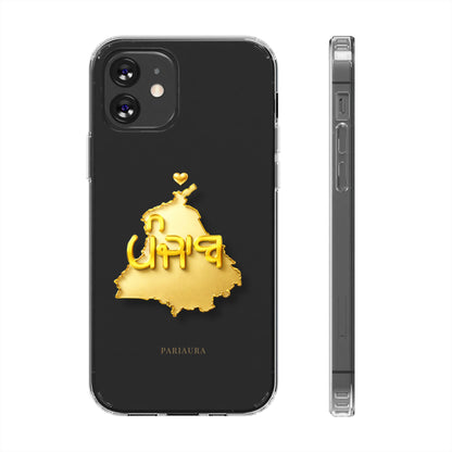 Gold 3D Punjab Map Clear iPhone Case