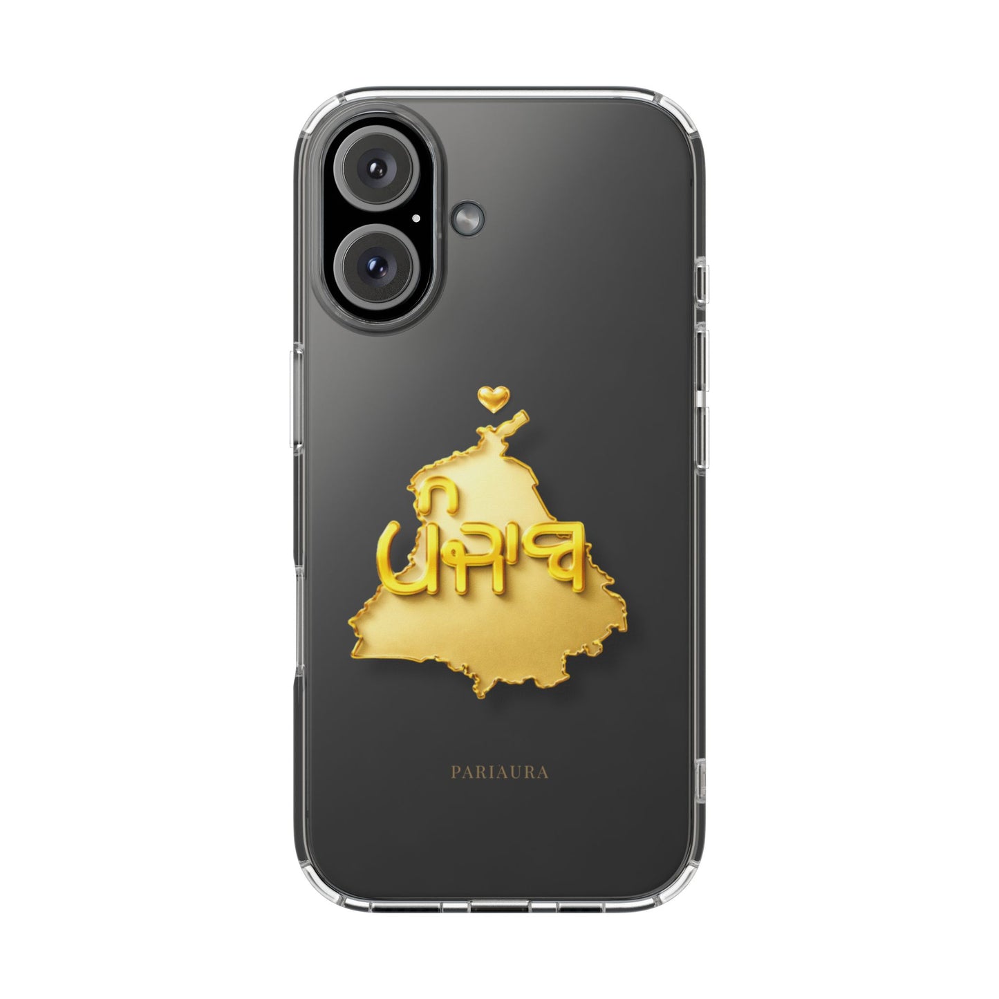 Gold 3D Punjab Map Clear iPhone Case