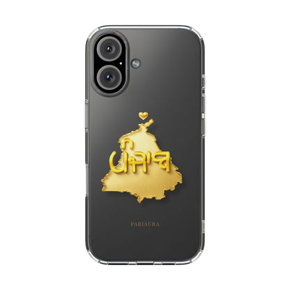 Gold 3D Punjab Map Clear iPhone Case