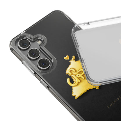 Gold 3D Punjab Map Black Samsung Case – Clear Sides
