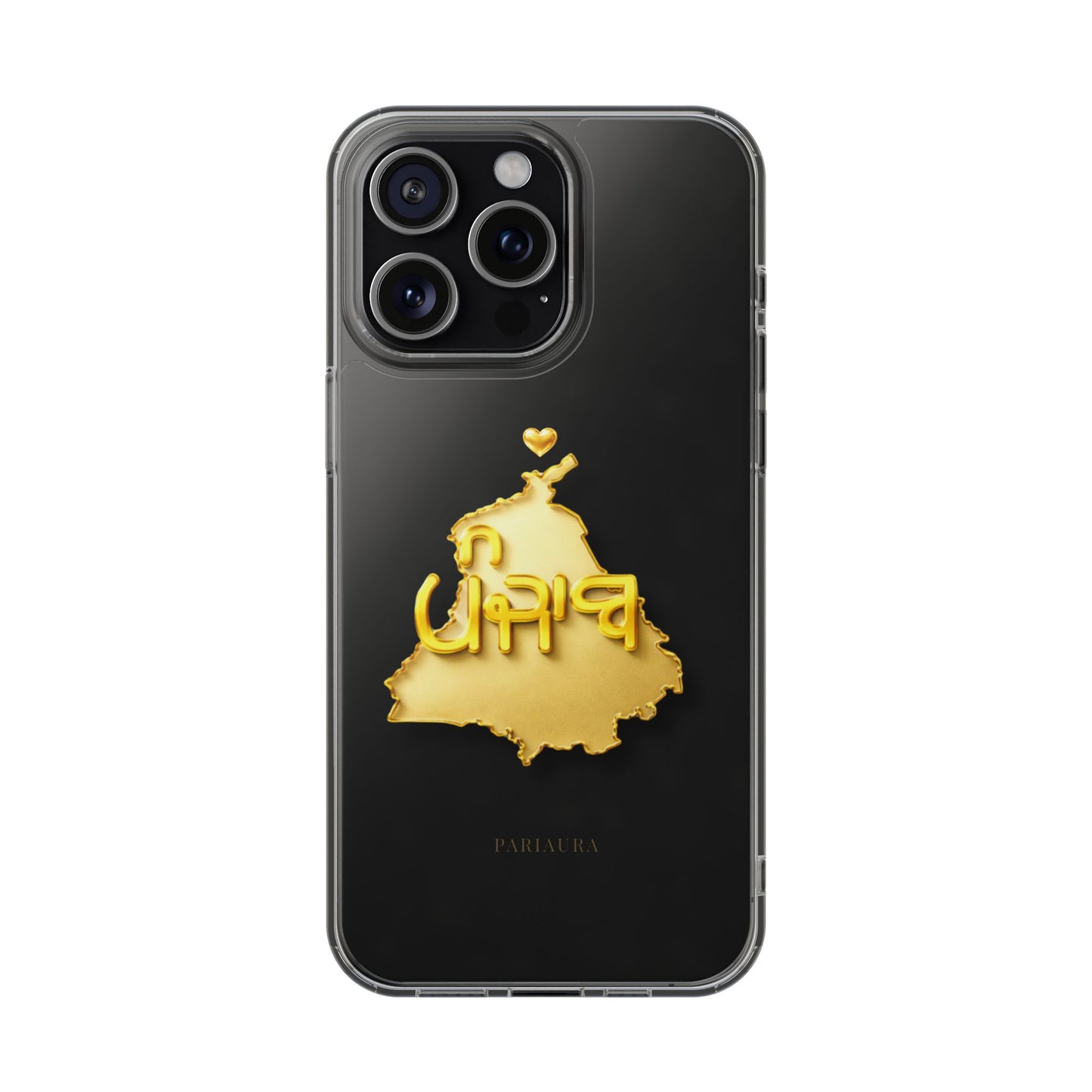 Gold 3D Punjab Map Clear iPhone Case
