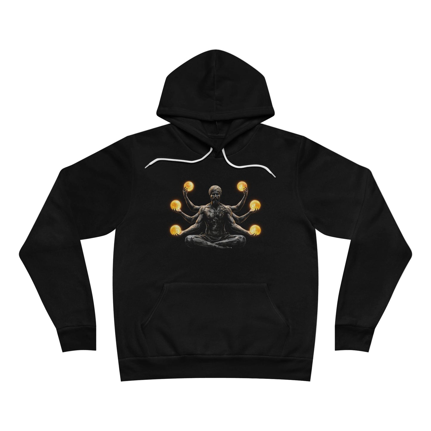 Meditating Multi-Arm Hoodie | Golden Orbs Spiritual Pullover