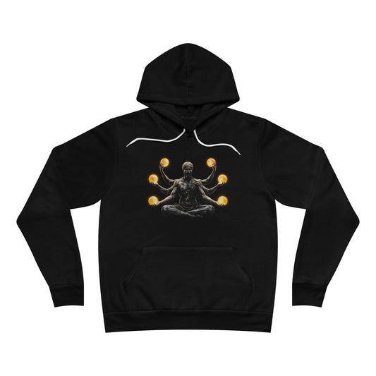 Meditating Multi-Arm Hoodie | Golden Orbs Spiritual Pullover