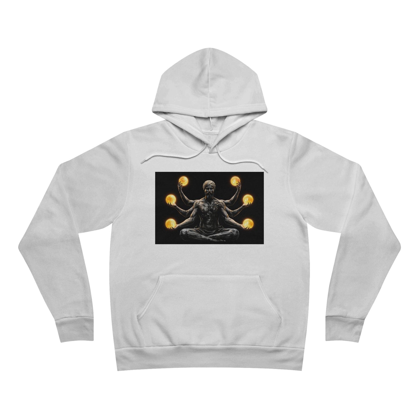 Meditating Multi-Arm Hoodie | Golden Orbs Spiritual Pullover