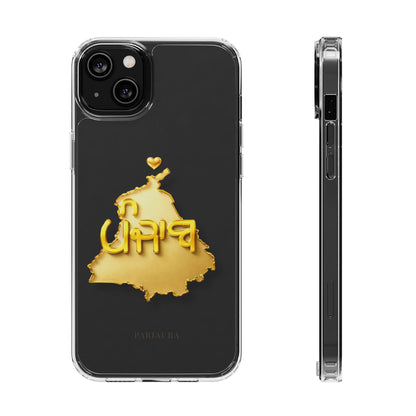 Gold 3D Punjab Map Clear iPhone Case