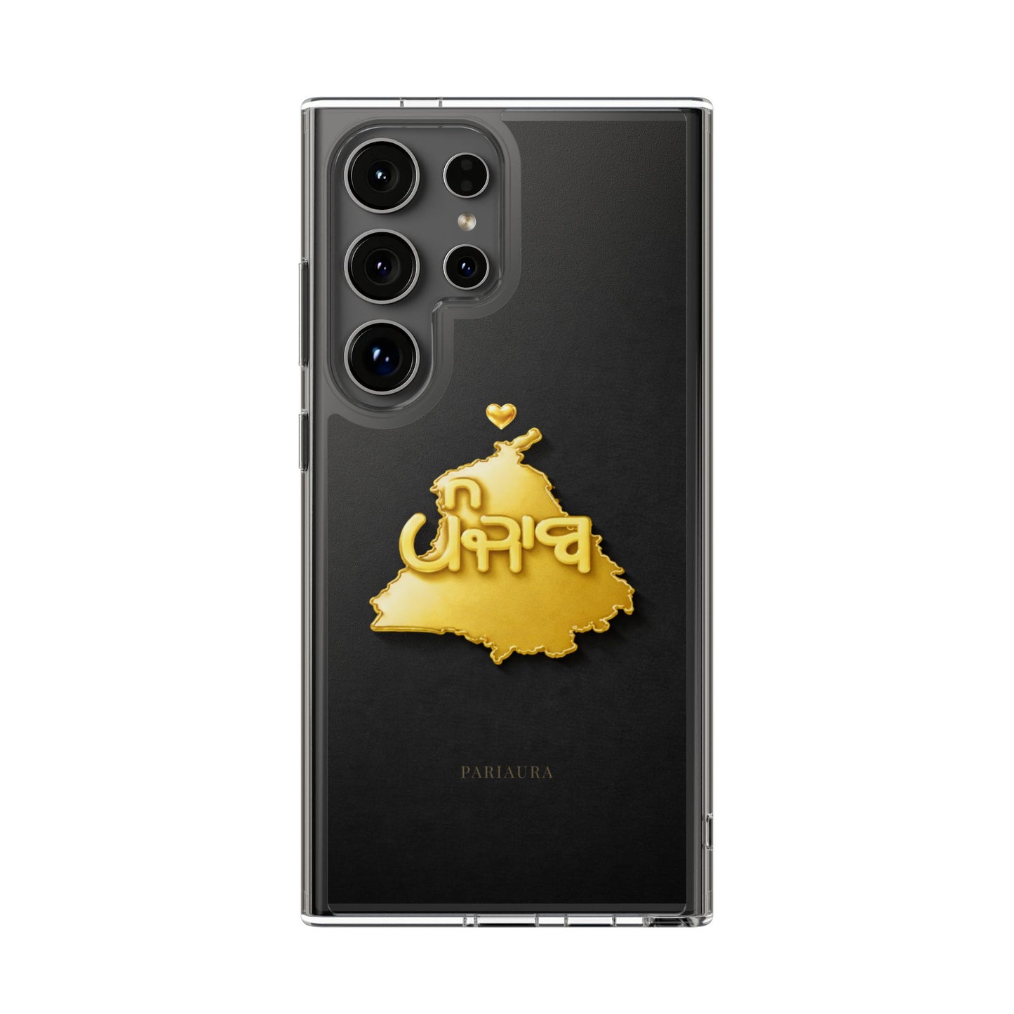 Gold 3D Punjab Map Black Samsung Case – Clear Sides