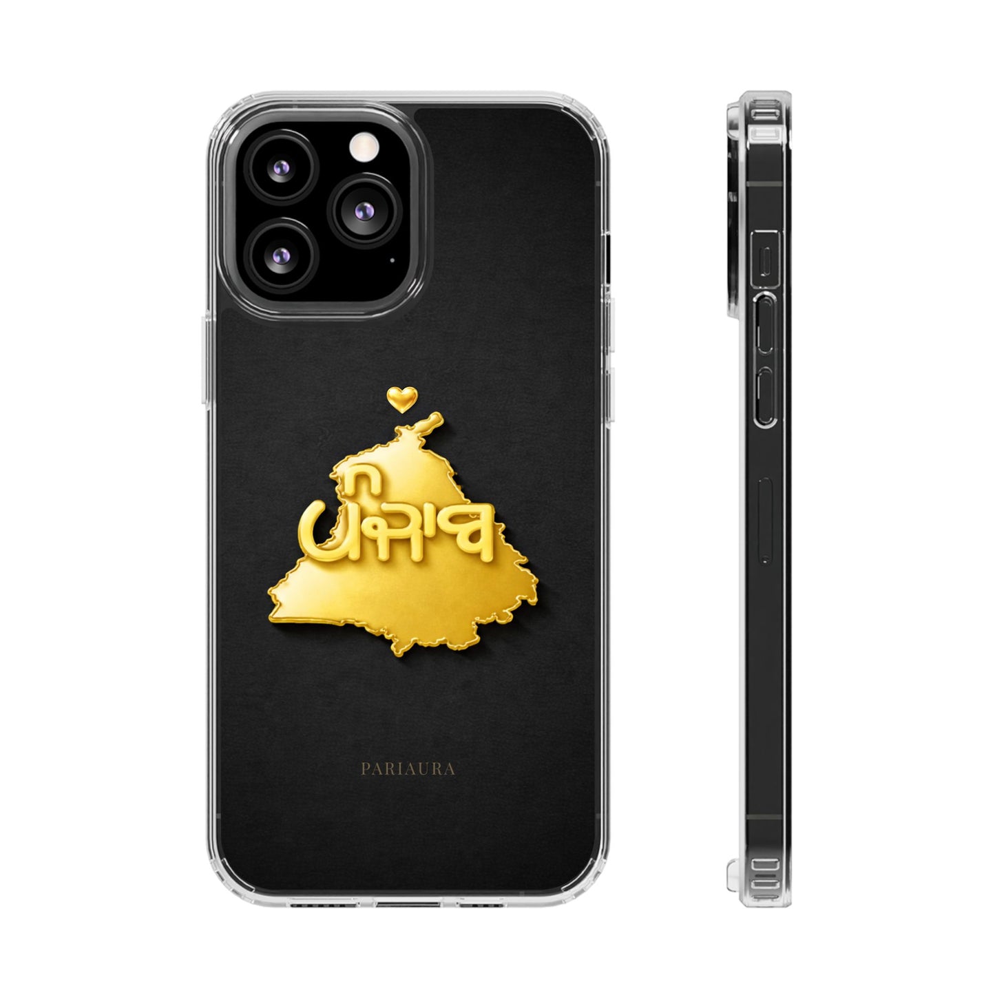 Gold 3D Punjab map design on a black back panel with clear, transparent sides.