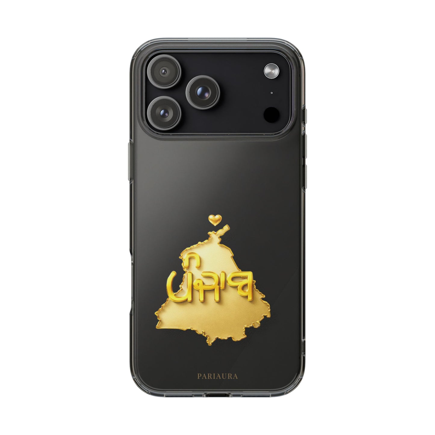 Gold 3D Punjab Map Clear iPhone Case
