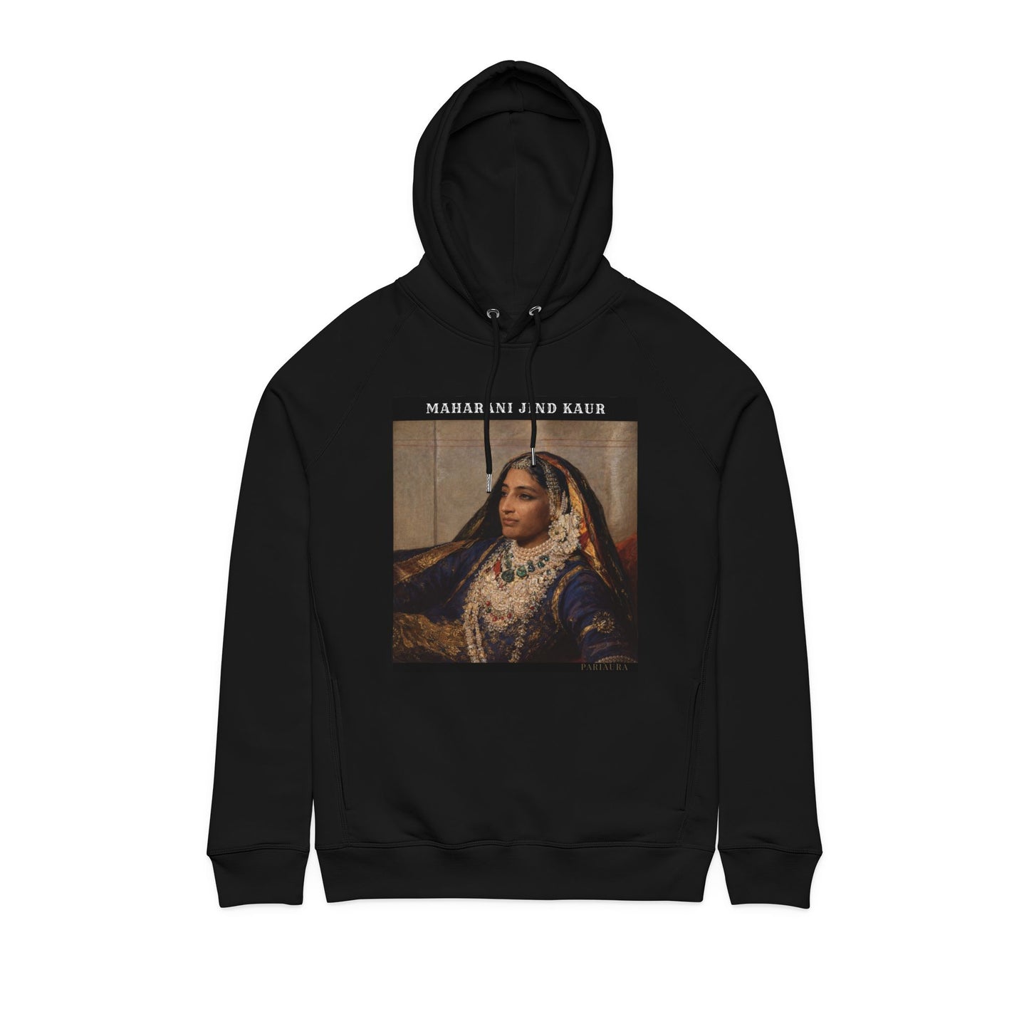 PARIAURA Maharani Jind Kaur Portrait Hoodie — Organic Cotton Heritage Streetwear