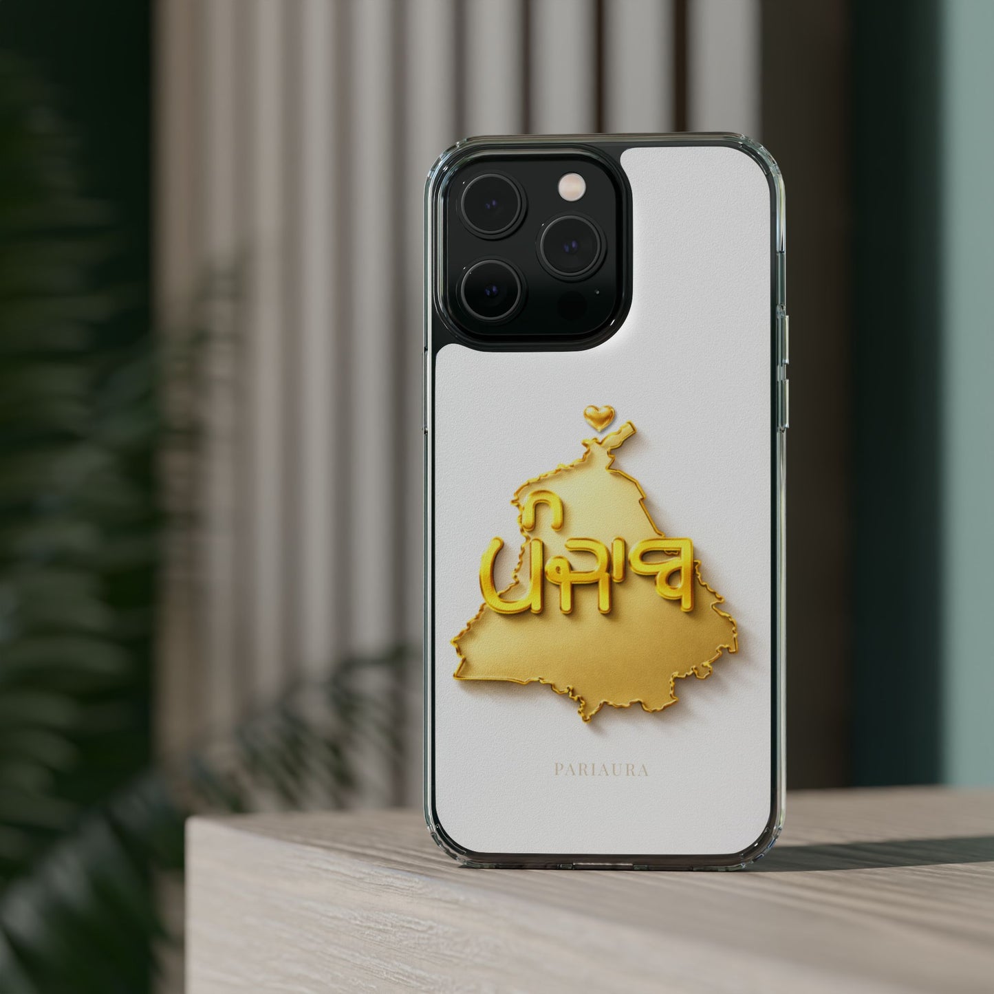 Gold 3D Punjab map design on a white back panel with clear, transparent sides.