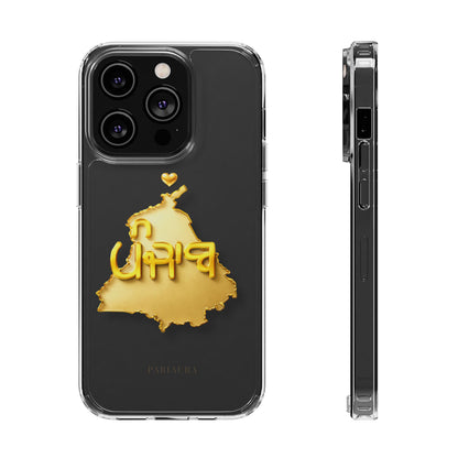 Gold 3D Punjab Map Clear iPhone Case