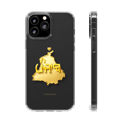 Gold 3D Punjab Map Clear iPhone Case