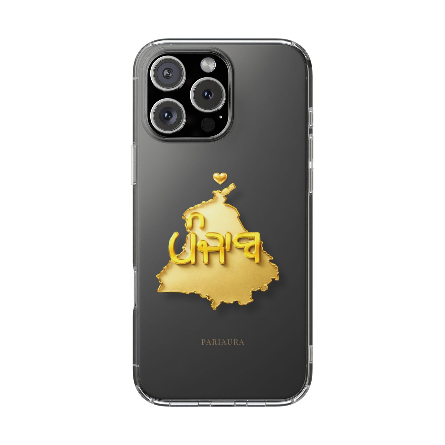 Gold 3D Punjab Map Clear iPhone Case