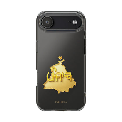 Gold 3D Punjab Map Clear iPhone Case