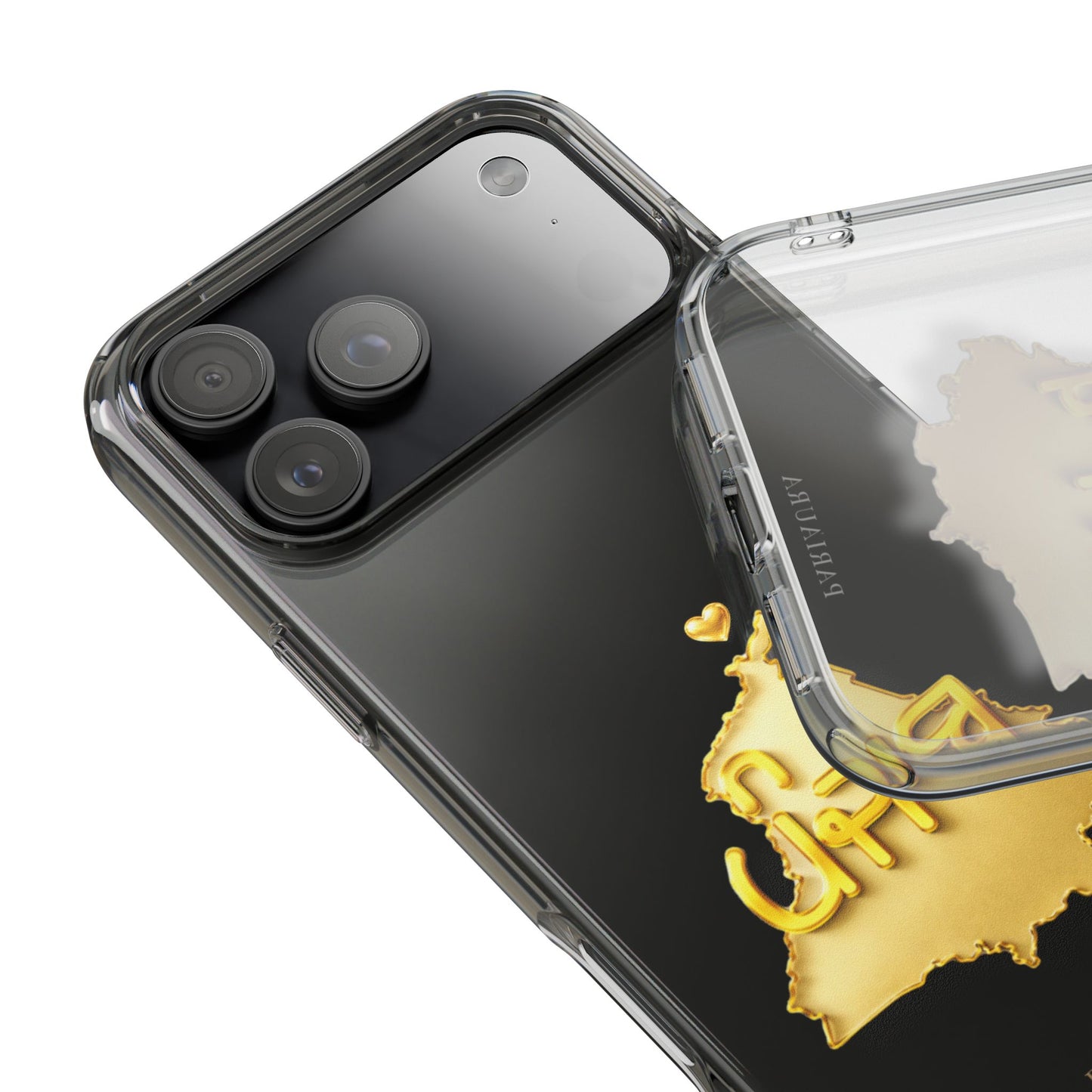 Gold 3D Punjab Map Clear iPhone Case