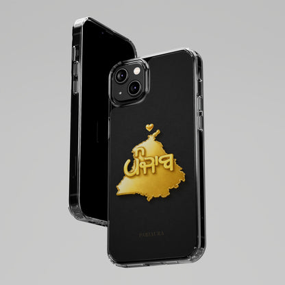 Gold 3D Punjab map design on a black back panel with clear, transparent sides.