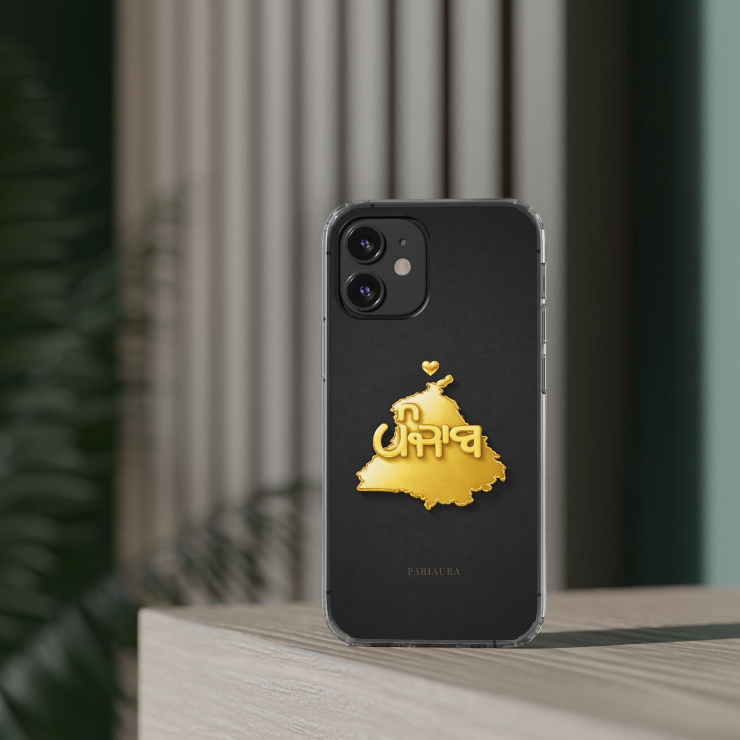 Gold 3D Punjab map design on a black back panel with clear, transparent sides.