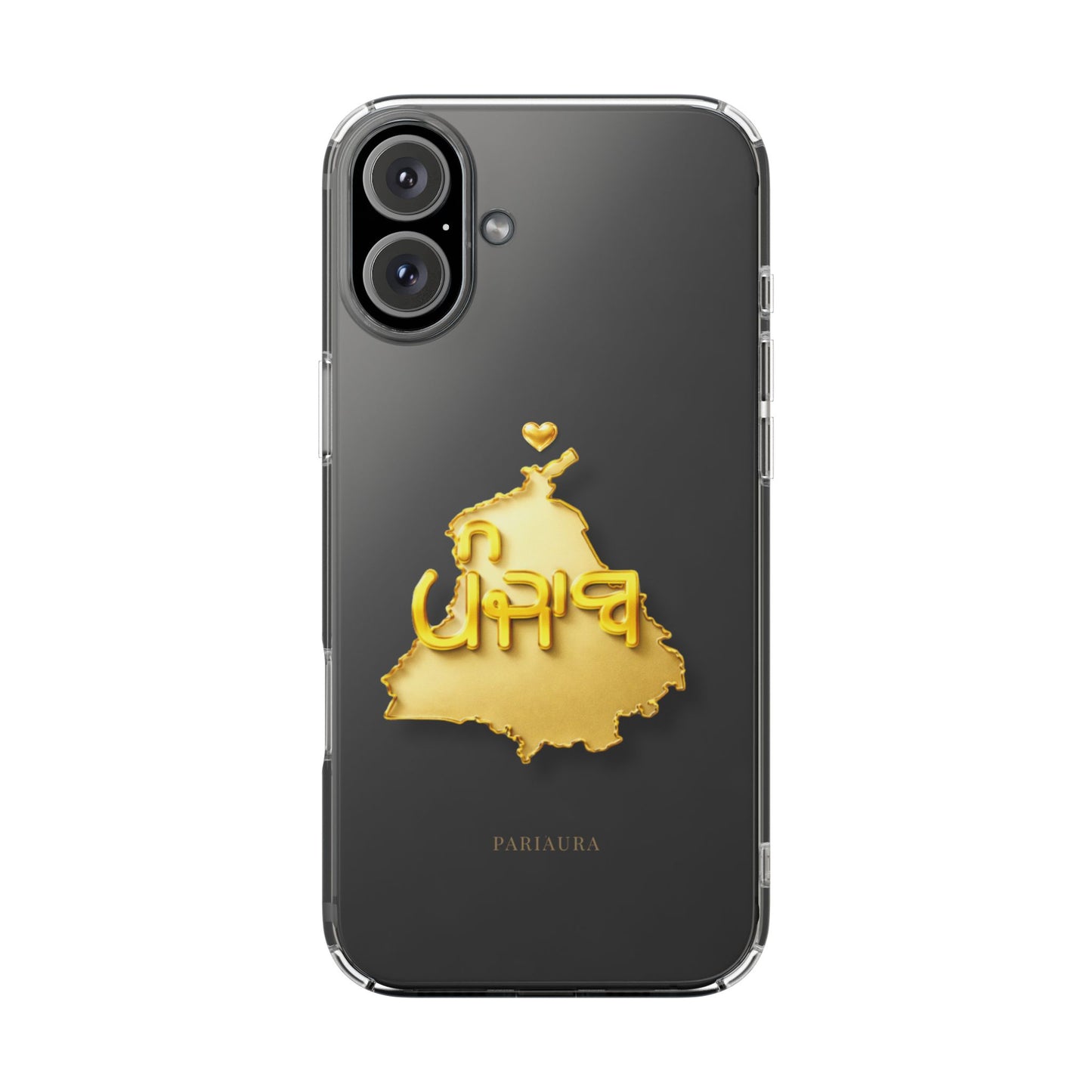 Gold 3D Punjab Map Clear iPhone Case