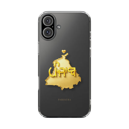 Gold 3D Punjab Map Clear iPhone Case