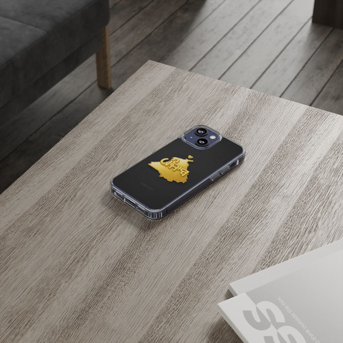 Gold 3D Punjab map design on a black back panel with clear, transparent sides.