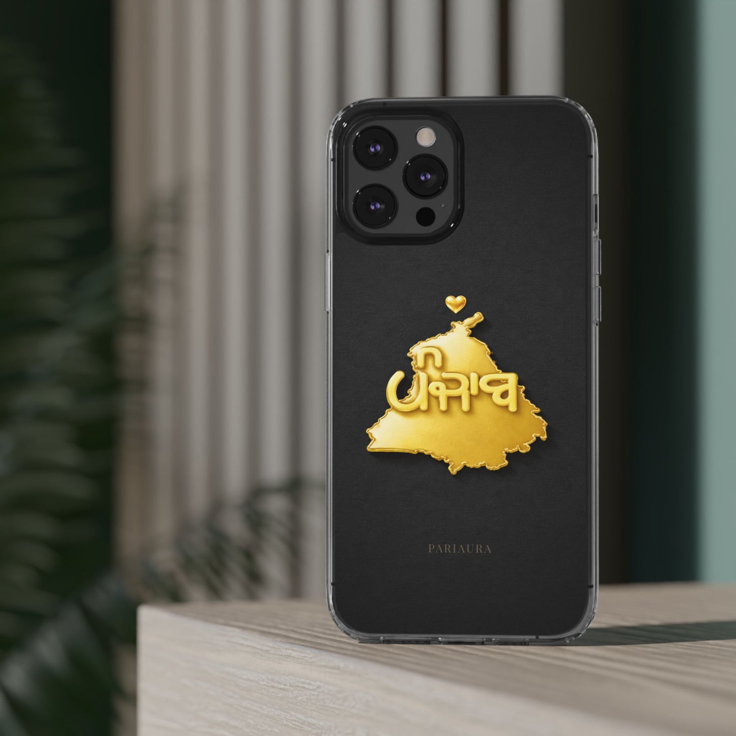 Gold 3D Punjab map design on a black back panel with clear, transparent sides.