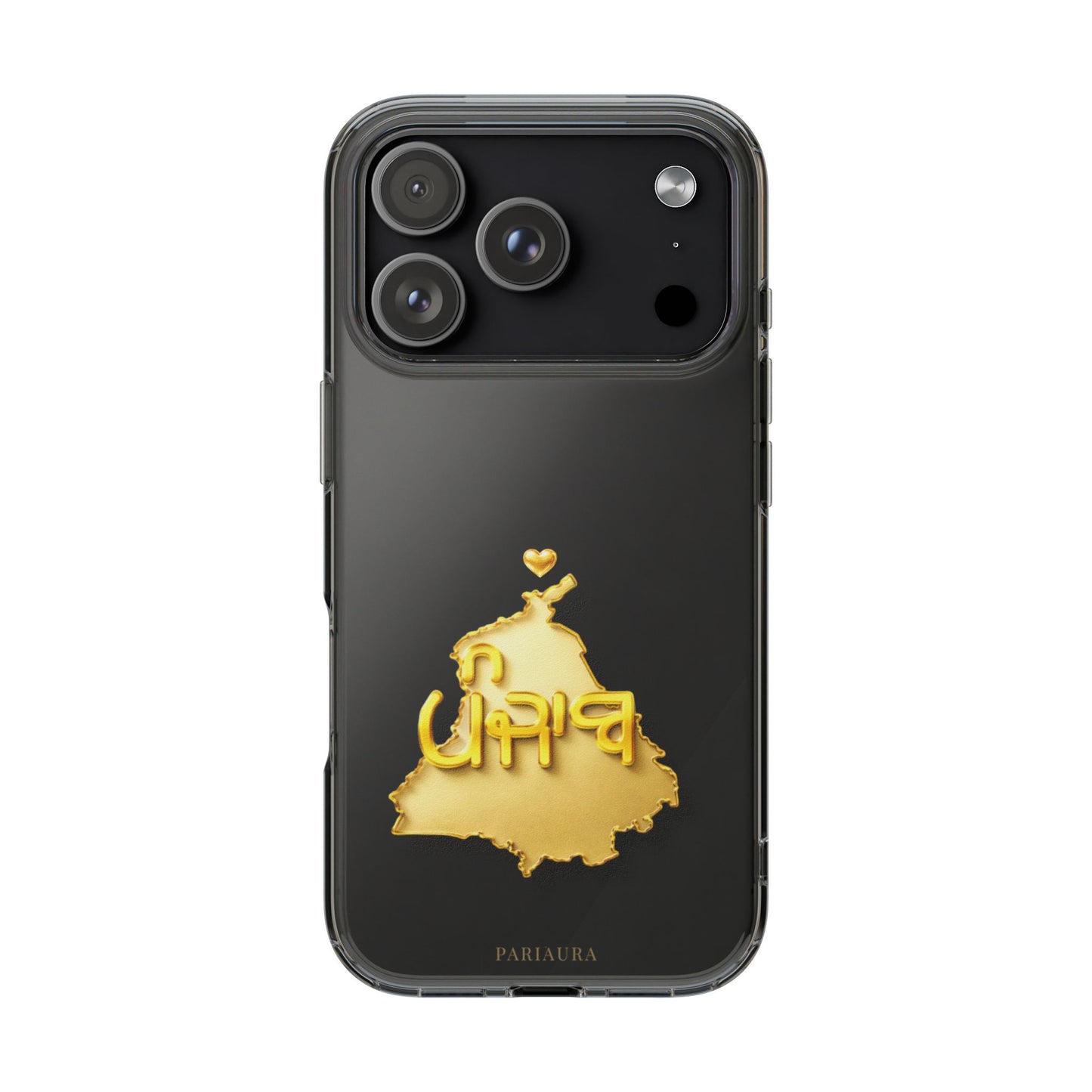 Gold 3D Punjab Map Clear iPhone Case