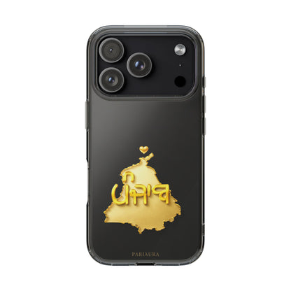 Gold 3D Punjab Map Clear iPhone Case