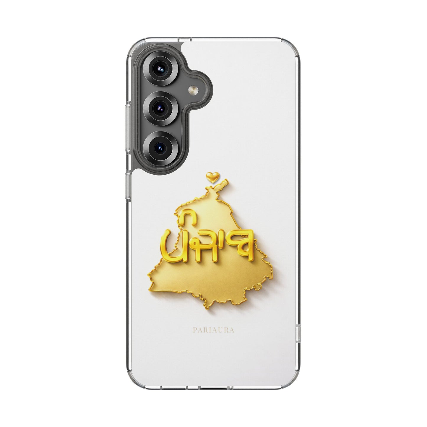 Gold 3D Punjab Map White Samsung Case – Clear Sides