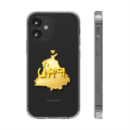 Gold 3D Punjab Map Clear iPhone Case