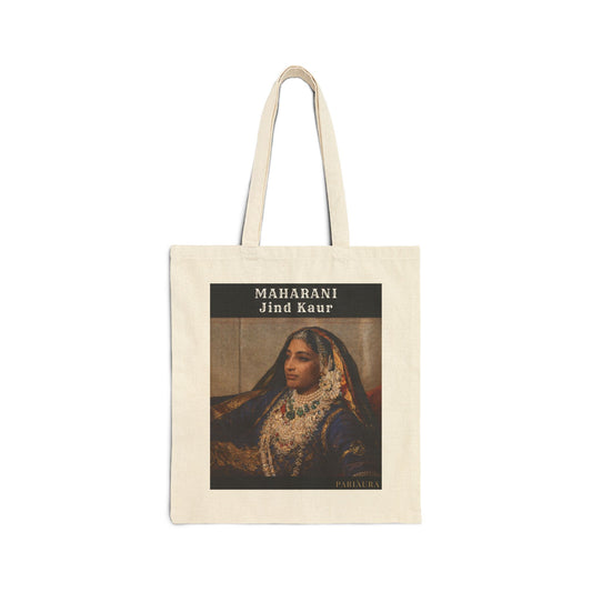 Maharani Jind Kaur Canvas Tote Bag — Vintage Punjabi Royalty Portrait Tote