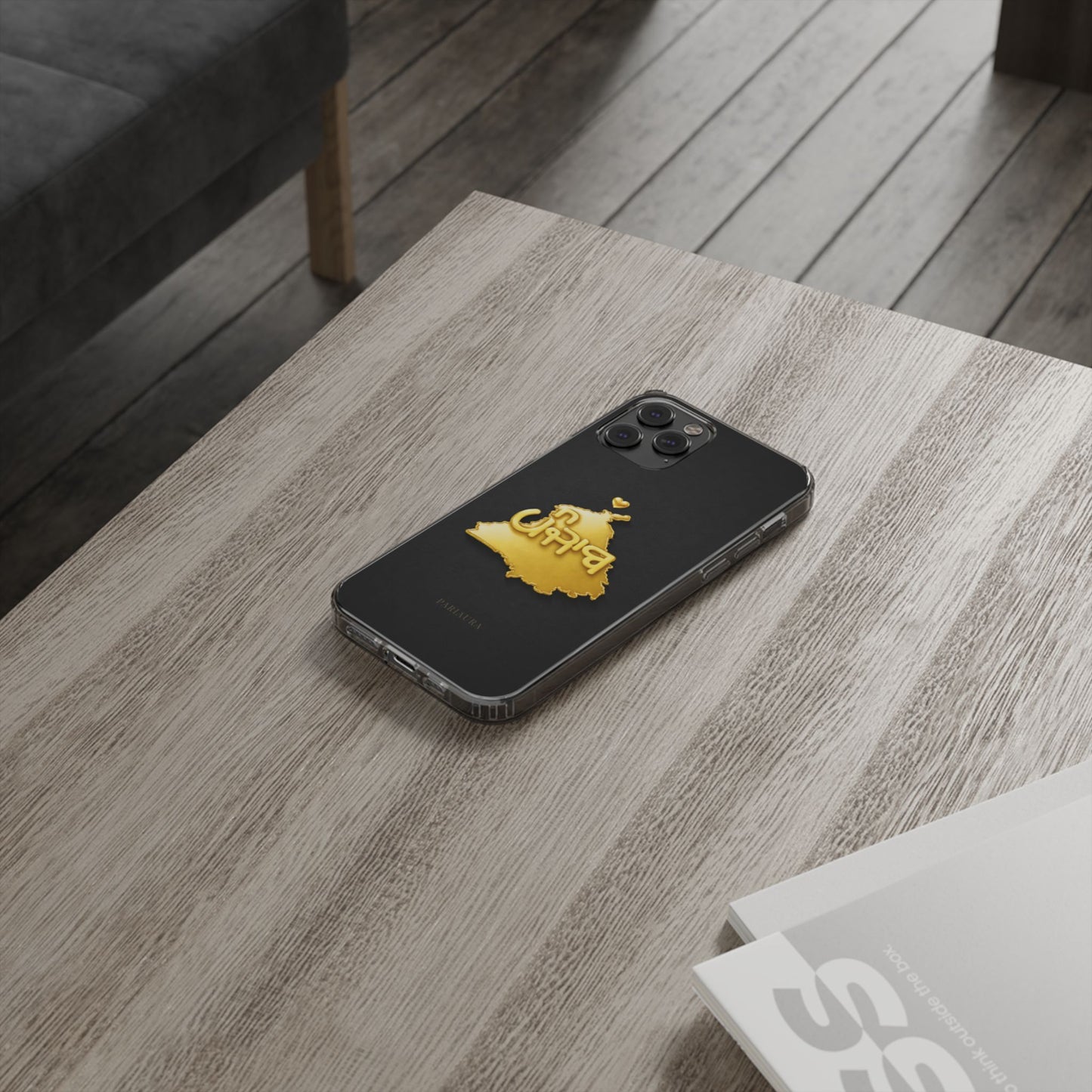 Gold 3D Punjab map design on a black back panel with clear, transparent sides.