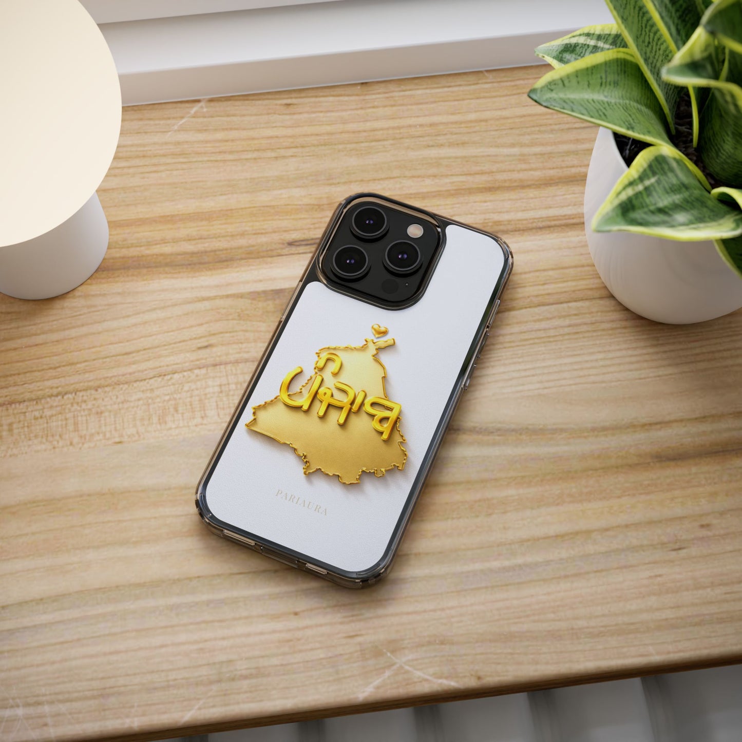 Gold 3D Punjab map design on a white back panel with clear, transparent sides.