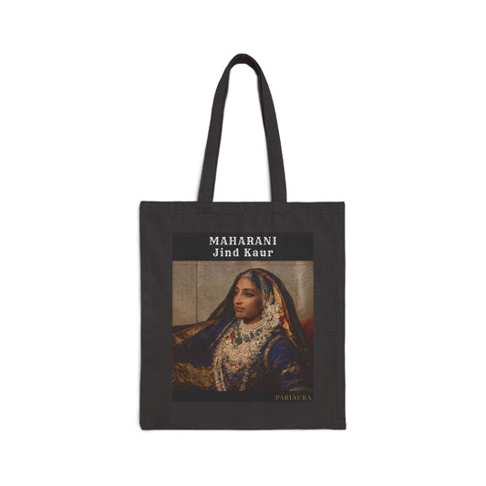 Maharani Jind Kaur Canvas Tote Bag — Vintage Punjabi Royalty Portrait Tote