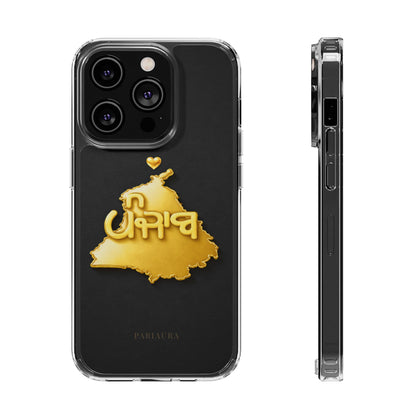 Gold 3D Punjab map design on a black back panel with clear, transparent sides.