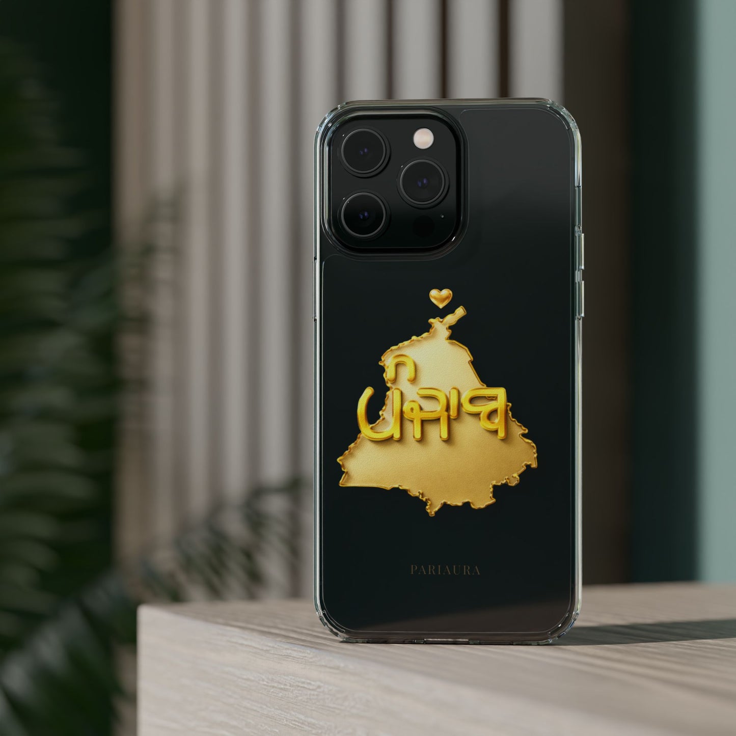 Gold 3D Punjab Map Clear iPhone Case