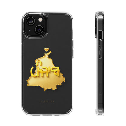 Gold 3D Punjab Map Clear iPhone Case