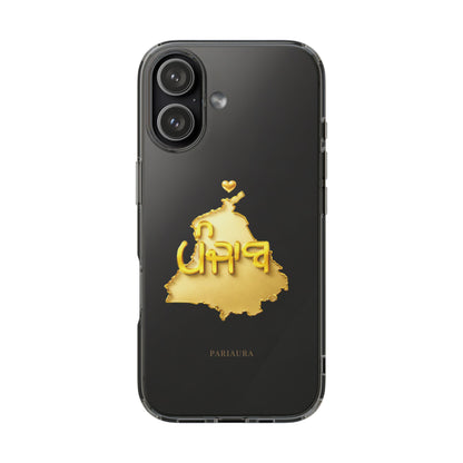 Gold 3D Punjab Map Clear iPhone Case