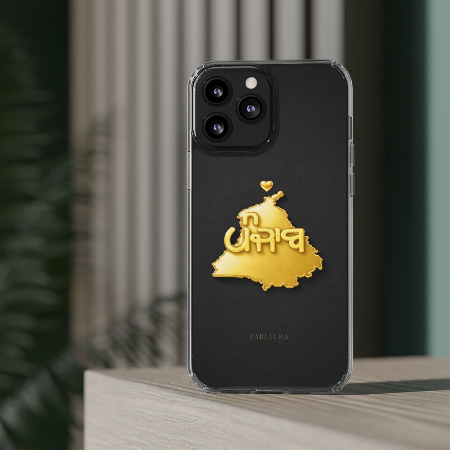 Gold 3D Punjab map design on a black back panel with clear, transparent sides.