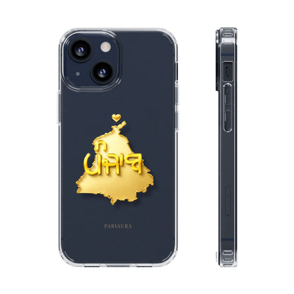 Gold 3D Punjab Map Clear iPhone Case